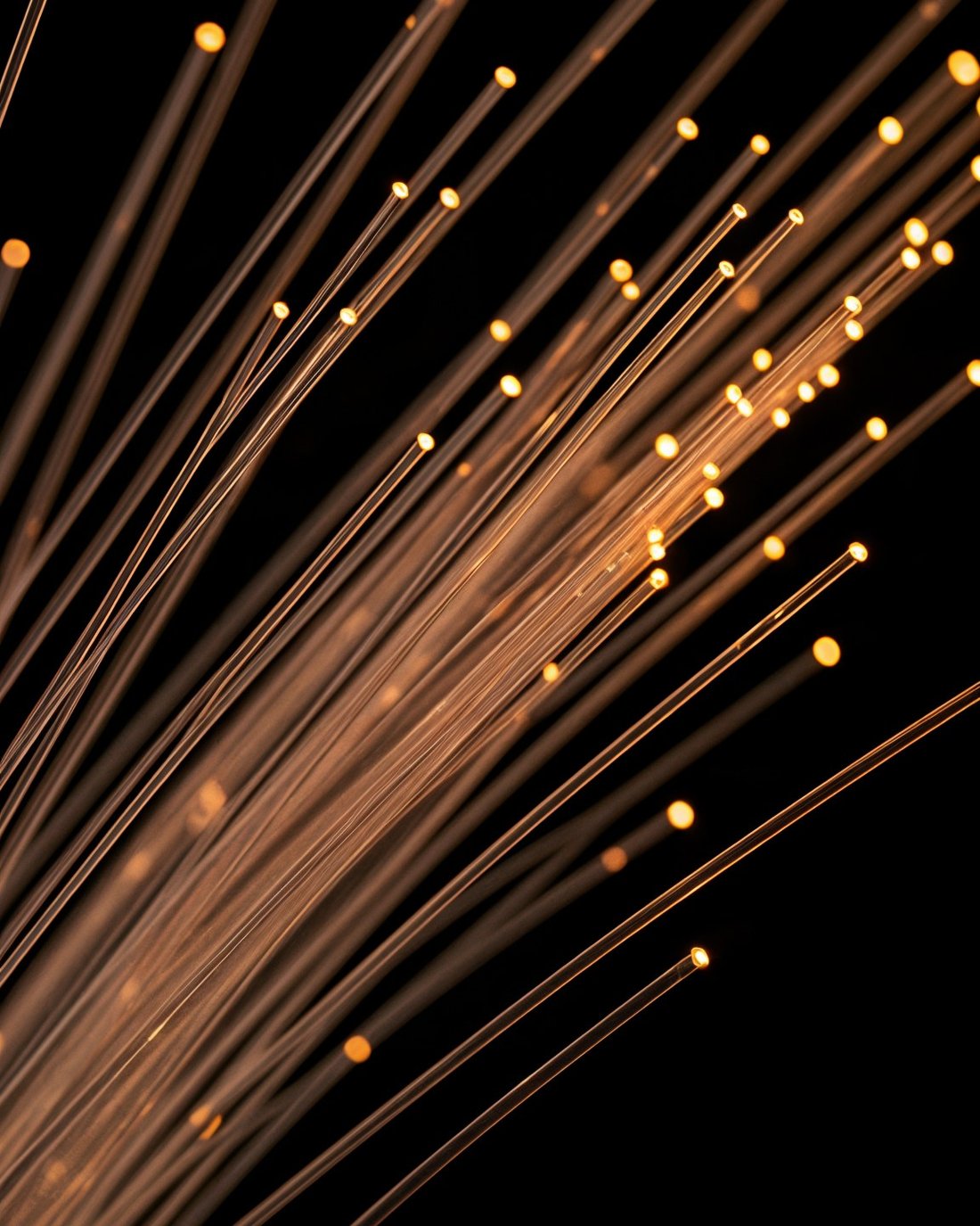 Des brins de fibre optique éclairés, l'infrastructure qui relie vos outils